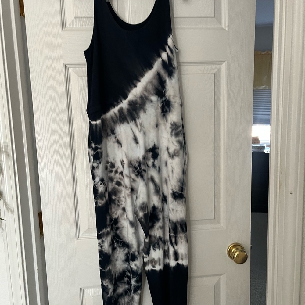 Electric & Rose Black and White Tie-Dye Jumpsuit